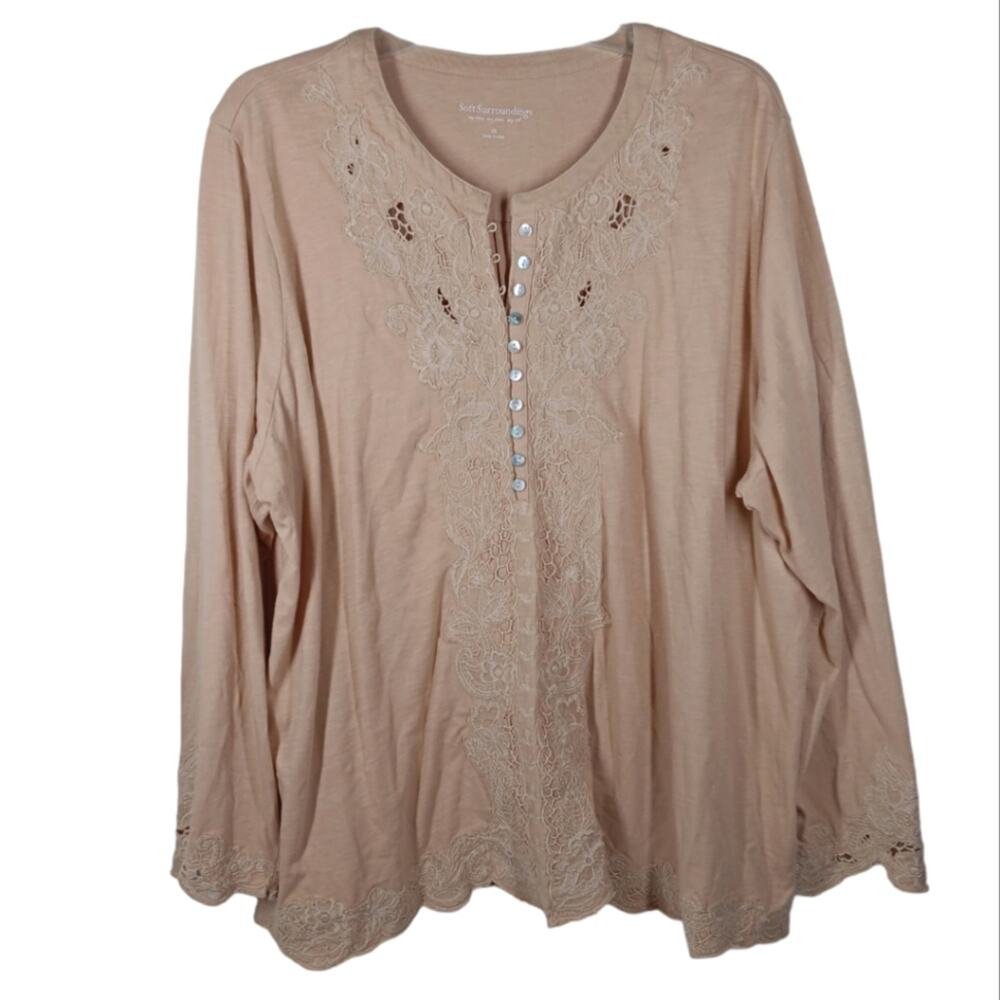 Soft Surroundings Embroidered Long Sleeve Shirt size 2X